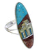 Silver Multicolor Native American Design Ring Size 8-1/4 UX36505
